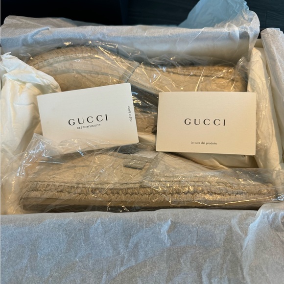 Brand New Gucci GG Canvas Leather Mystic White Espadrilles 39 - Picture 5 of 12